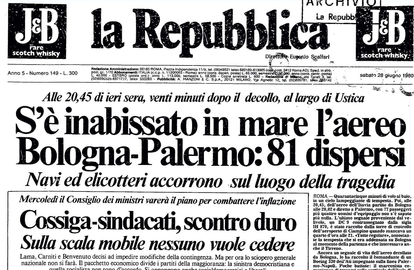 cronologia della strage di Ustica